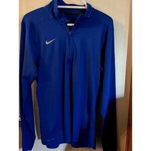 Nike DRY FIT Mens SMALL  Running Blue Zip Long Sleeve Pullover Stretch